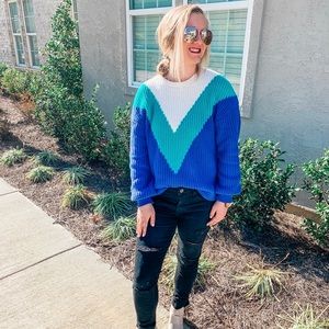 Chevron Color Block Sweater